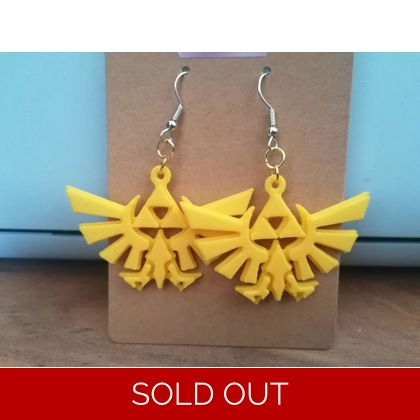 The Legend of Zelda - Hyrule Crest 3D Printed Earrings Set